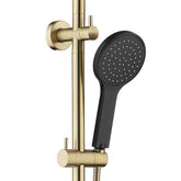 Fienza Kaya Twin Shower Top Inlet - Urban Brass Rail - Matte Black Shower